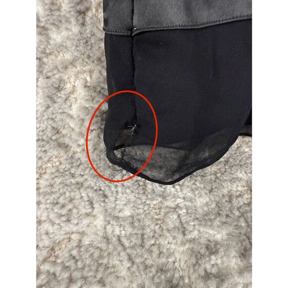 Tadashi Shoji Size 8 Silk V Neck Knee Length Sheath Dress Black Sleeveless Zip - Picture 3 of 11